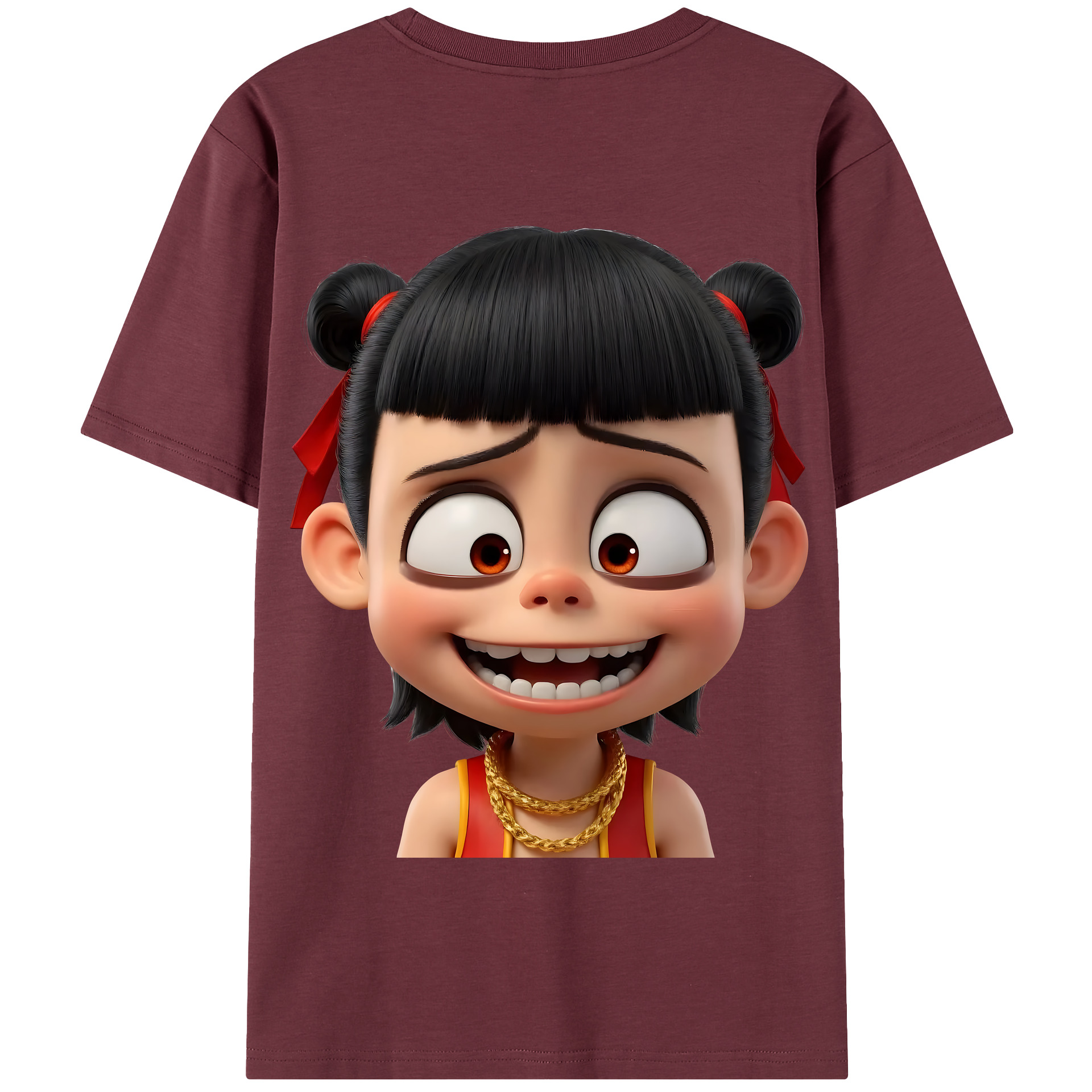 （画像用） Ne Zha 2 ナタ 魔童の大暴れ 綿100％半袖Tシャツ（背面プリント）